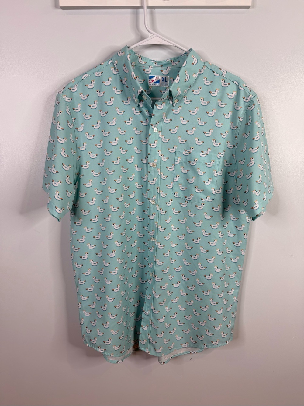 Bermies Unicorn Pool Float Button-Down Shirt – Men’s XL
